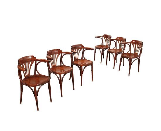 Gruppo di 6 Sedie in Stile Thonet Lombardia XX Secolo