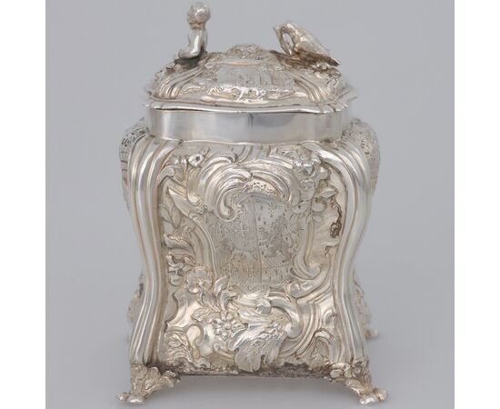 Contenitore per tè Giorgio II montato in argento sterling, Londra, 1754