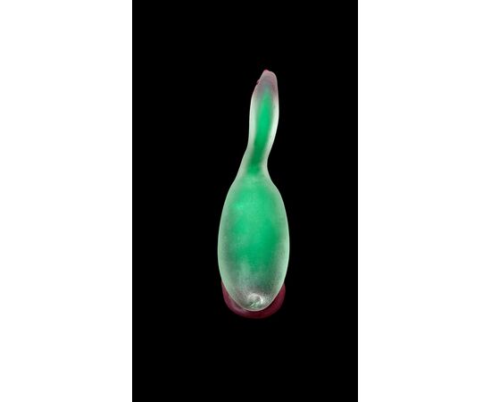 Anatra in vetro pesante acidato.Franco Moretti Murano.