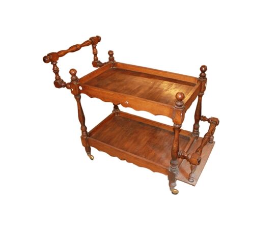 Carrello porta vivande del 1800 Francese in Legno di Noce