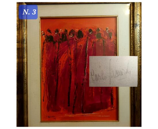 QUADRO AD OLIO "FIGURE IN ROSSO" CARLO SACCARDI