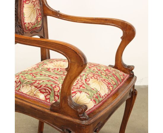 Coppia di Poltroncine Liberty Italia Fine XIX Inizio XX Secolo