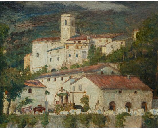 André Jallot (1884-1936), Veduta di un villaggio sulle rive di un fiume