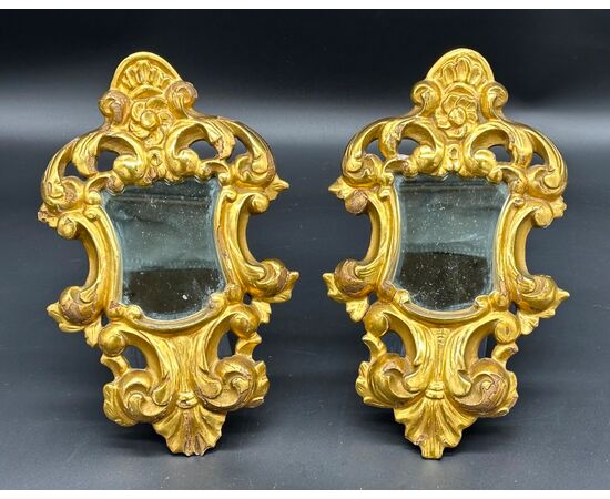 Coppia di piccole specchiere dorate - XIX sec. 