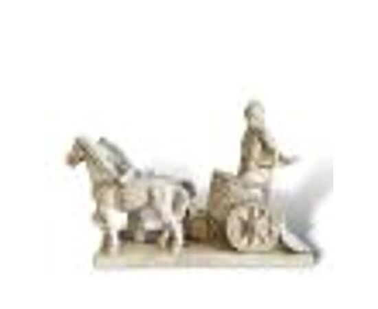  Rara Coppia di Sculture in Marmo Bianco, Bighe Romane, XIX Secolo 