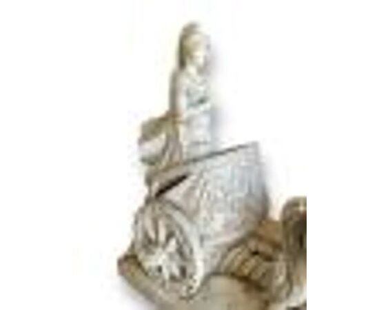  Rara Coppia di Sculture in Marmo Bianco, Bighe Romane, XIX Secolo 