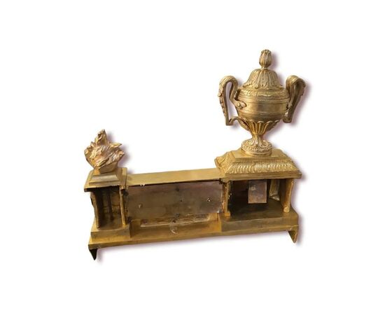  Coppia di Alari da Camino in Bronzo Dorato, XIX Secolo