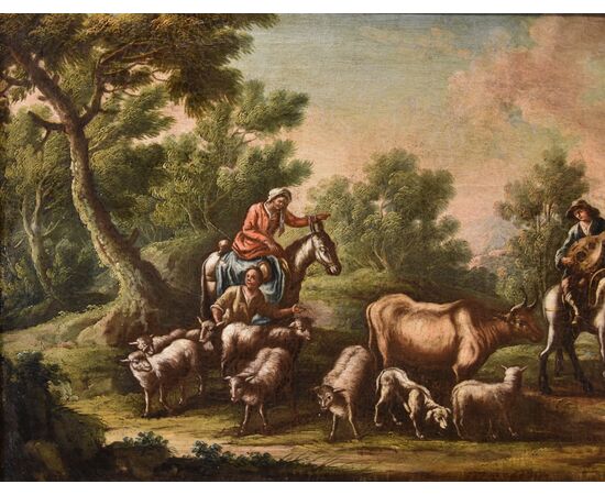 Paesaggio con idillio pastorale, Christian Reder (Lipsia 1656 - Roma 1729)