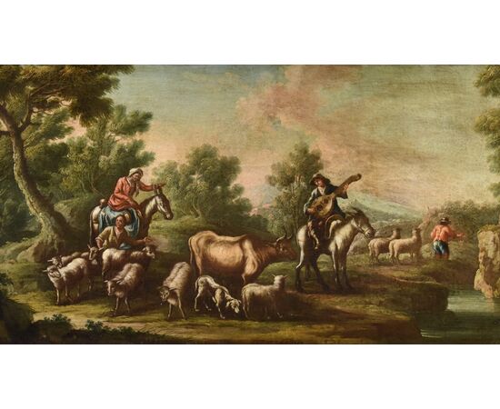 Paesaggio con idillio pastorale, Christian Reder (Lipsia 1656 - Roma 1729)