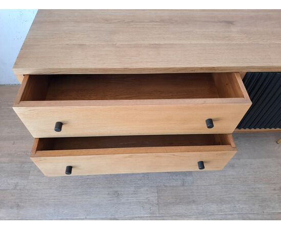 MOBILE BASSO CREDENZA DESIGN MODERNO IN ROVERE MASSELLO , ANNI '80