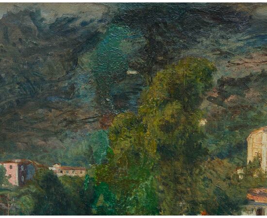 André Jallot (1884-1936), Veduta di un villaggio sulle rive di un fiume