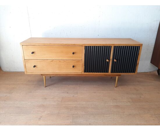 MOBILE BASSO CREDENZA DESIGN MODERNO IN ROVERE MASSELLO , ANNI '80