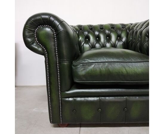 Nuova coppia di poltrone chesterfield club in pelle verde anticato inglese originale 