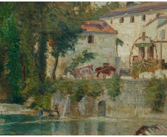 André Jallot (1884-1936), Veduta di un villaggio sulle rive di un fiume