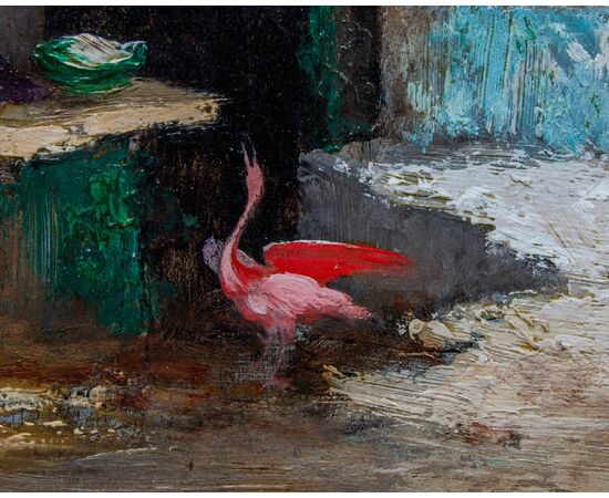 Henri Anatole De Beaulieu (Parigi, 1819 -1884), Donna con ibis rosa