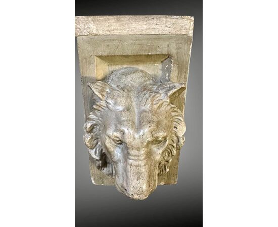 Coppia di teste di leone in stucco – XIX secolo
