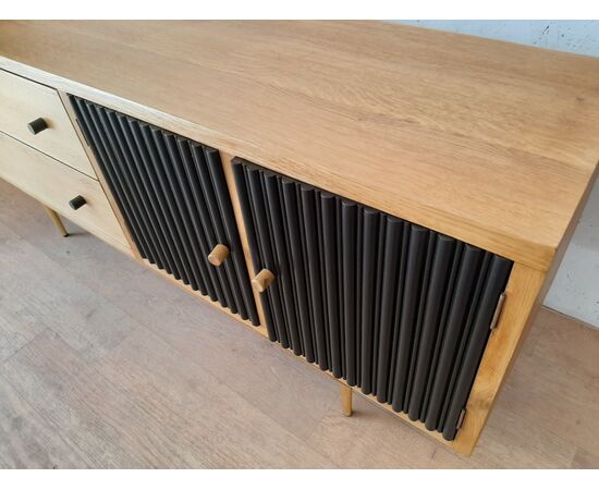 MOBILE BASSO CREDENZA DESIGN MODERNO IN ROVERE MASSELLO , ANNI '80