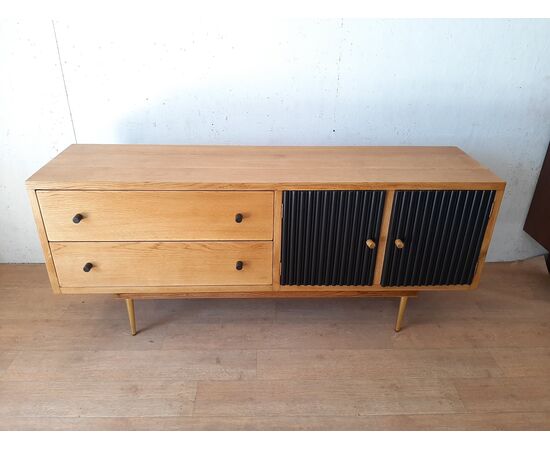 MOBILE BASSO CREDENZA DESIGN MODERNO IN ROVERE MASSELLO , ANNI '80