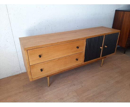 MOBILE BASSO CREDENZA DESIGN MODERNO IN ROVERE MASSELLO , ANNI '80