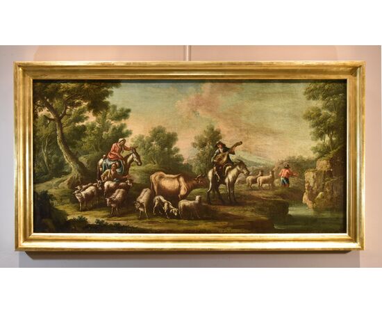 Paesaggio con idillio pastorale, Christian Reder (Lipsia 1656 - Roma 1729)