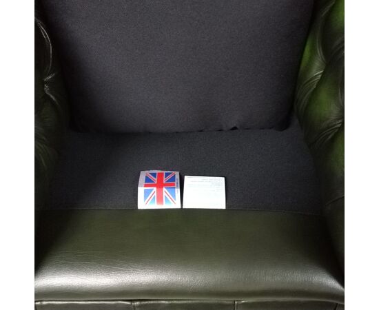 Nuova coppia di poltrone chesterfield club in pelle verde anticato inglese originale 
