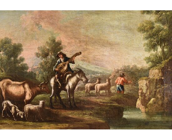 Paesaggio con idillio pastorale, Christian Reder (Lipsia 1656 - Roma 1729)