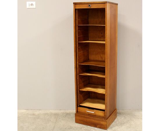 Antico classificatore archivio schedario serranda in rovere