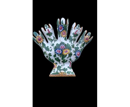 Vaso tulipaniera a cinque bocche con decoro al tacchiolo.Castellini e Masini.Faenza.
