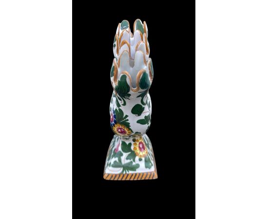 Vaso tulipaniera a cinque bocche con decoro al tacchiolo.Castellini e Masini.Faenza.