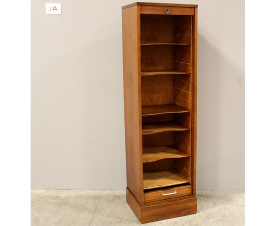 Antico classificatore archivio schedario serranda in rovere