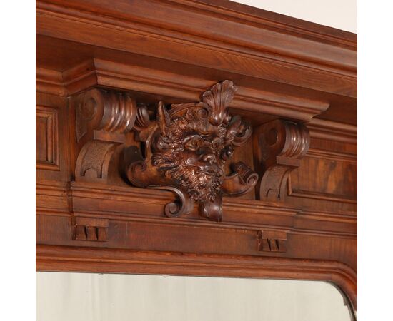 Neorenaissance-Style Fireplace with Overmantel Mirror