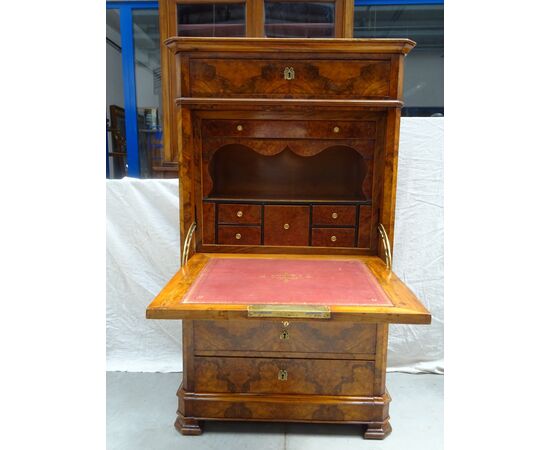 Secretaire Luigi Filippo in radica di noce 1850 Francese