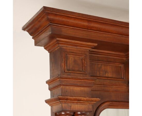 Neorenaissance-Style Fireplace with Overmantel Mirror