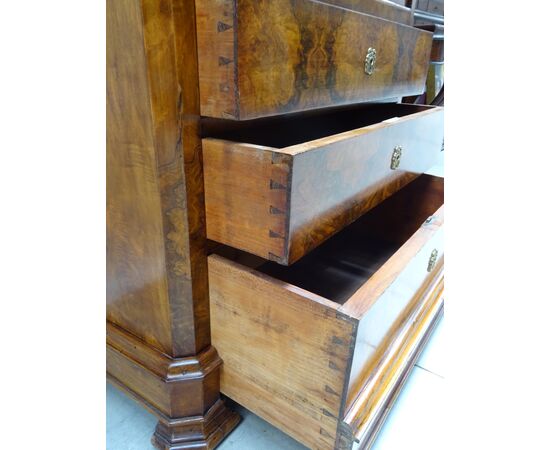 Secretaire Luigi Filippo in radica di noce 1850 Francese
