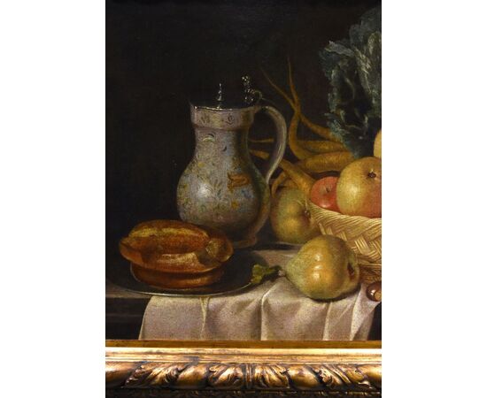 Still life with fruit, vegetables and crystal goblet, Hubert van Ravesteyn (Dordrecht 1638-1683) workshop/circle