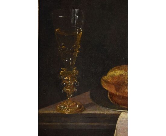 Still life with fruit, vegetables and crystal goblet, Hubert van Ravesteyn (Dordrecht 1638-1683) workshop/circle
