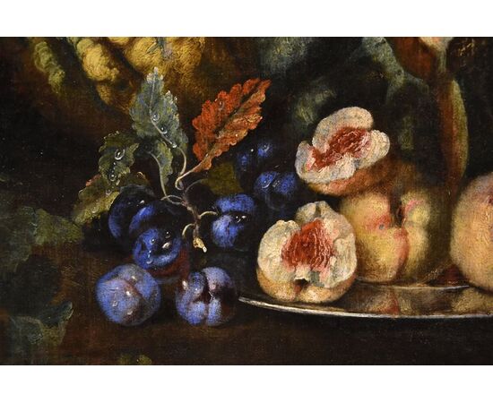 Natura morta di frutta con picchio verde, Franz Werner Von Tamm (Amburgo 1658-Vienna 1754) Attribuito a