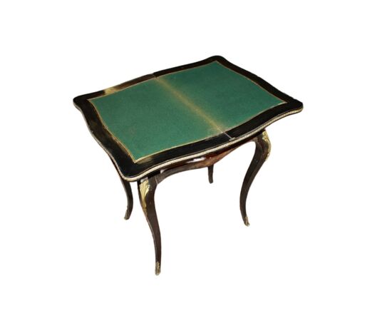 Prezioso tavolino da gioco Francese In legno Di Ebano E radica di Olmo
