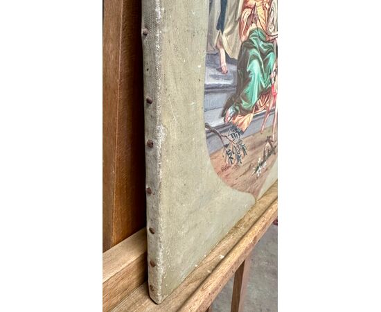 Dipinto, bozzetto , olio su tela “Madonna del Rosario” - XIX sec. 