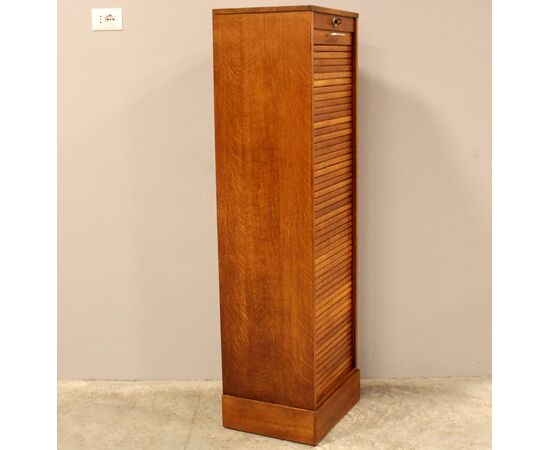 Antico classificatore archivio schedario serranda in rovere
