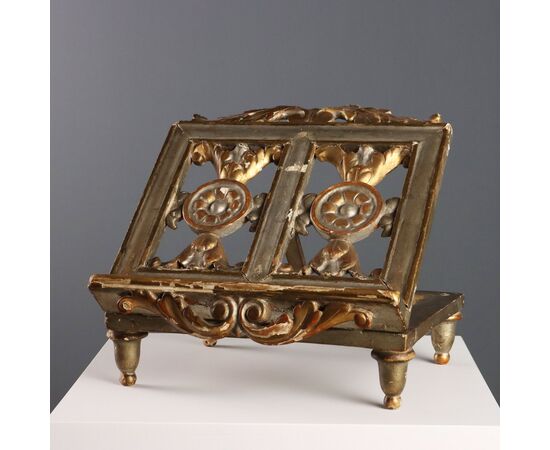 Carved, Gilded and Silvered Wooden Lectern, Italy, Second Half of the 19th Century