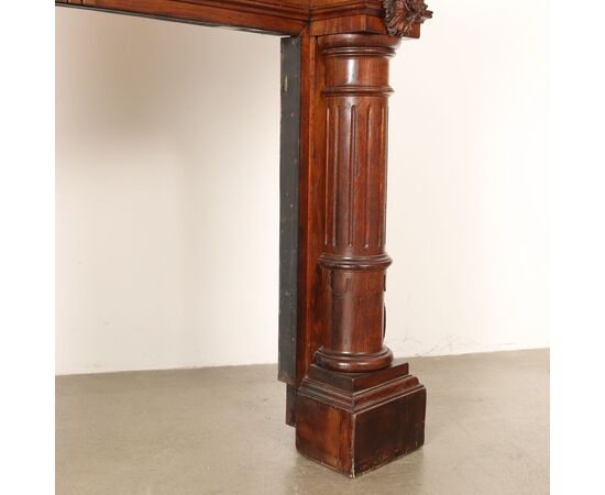 Neorenaissance-Style Fireplace with Overmantel Mirror