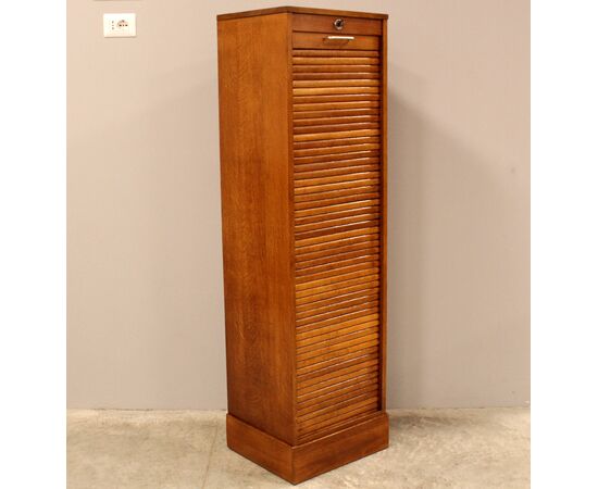 Antico classificatore archivio schedario serranda in rovere