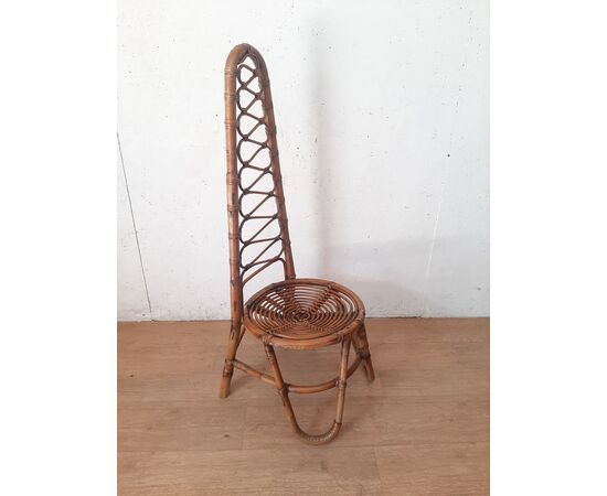 SEDIA IN BAMBOO CON SCHIENALE ALTO STILE BONACINA ANNI 60