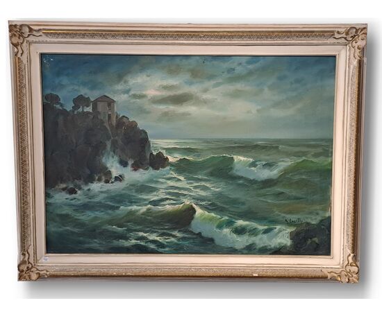 "NOTTURNO NEL GOLFO DELLA SPEZIA " - OLIO SU TELA - GIUSEPPE CASELLI (1893 - 1976)