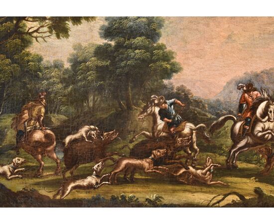 Christian Reder (Leipzig 1656 - Rome 1729) Landscape with boar hunt