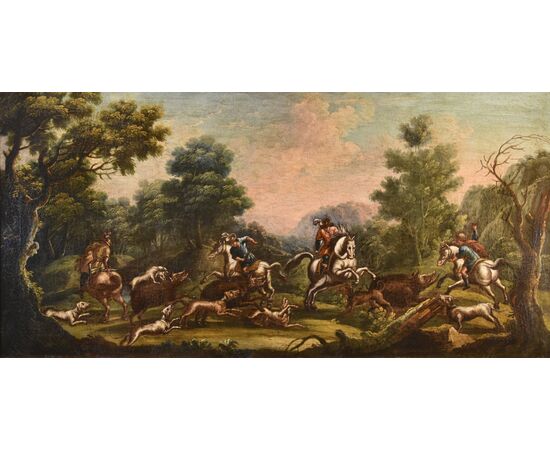 Christian Reder (Leipzig 1656 - Rome 1729) Landscape with boar hunt