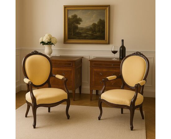 Pair of Baroque Style Armchairs, Italy, 20th Century