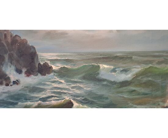 "NOTTURNO NEL GOLFO DELLA SPEZIA " - OLIO SU TELA - GIUSEPPE CASELLI (1893 - 1976)