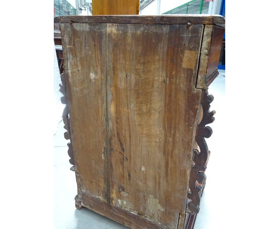 Inginocchiatoio Luigi XIV 1600 Lombardo lastronato e intarsiato noce palissandro